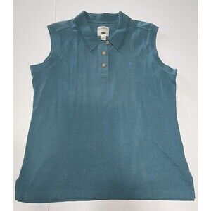Woman’s Seafoam Sleeveless Collared Polo Shirt original island sport Cotton XL